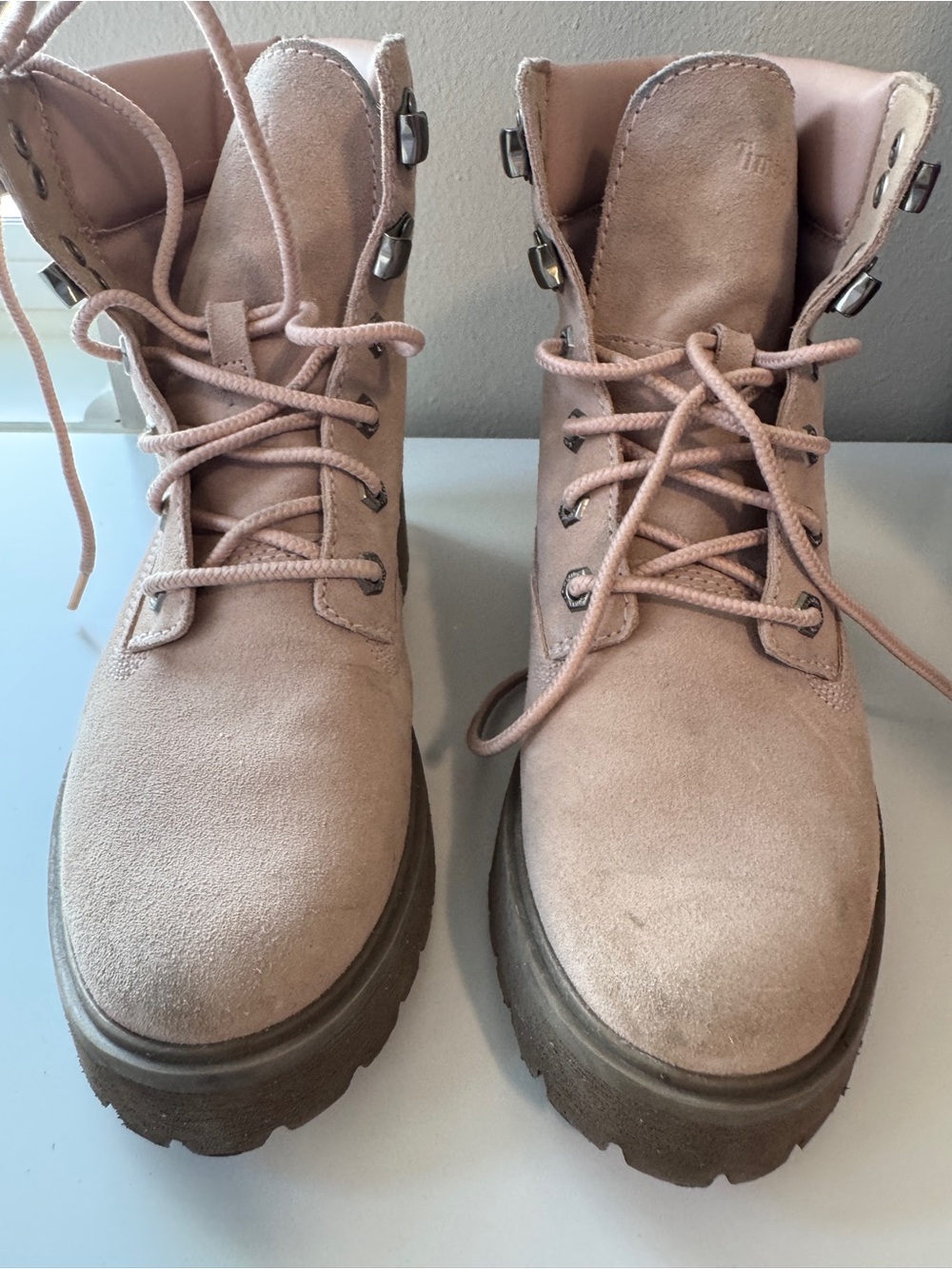 Timberland Women's Blush Suede Lace-Up Platform Boots